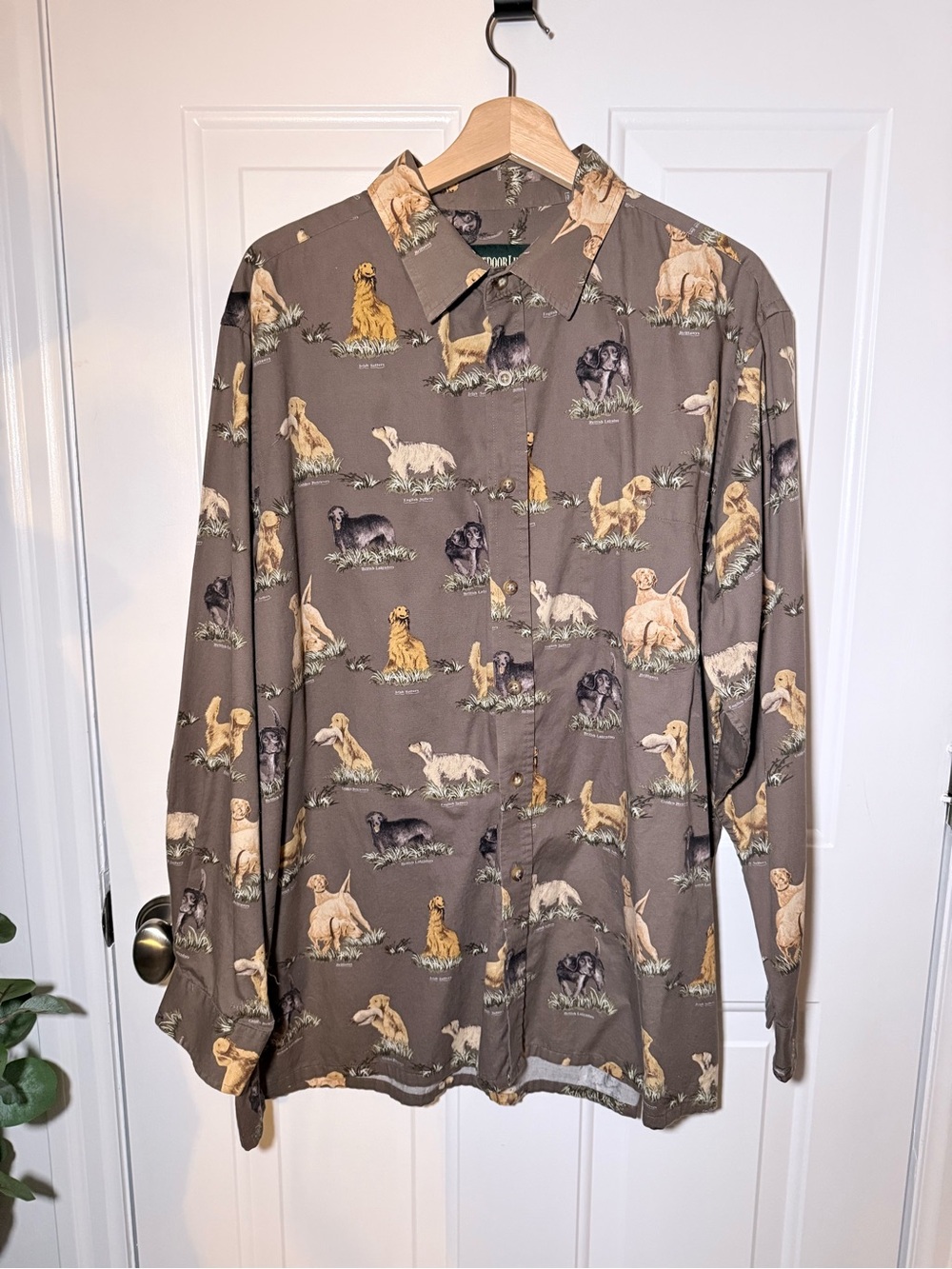 Outdoor Life Brown and Tan Dog Motif Button-Up Shirt